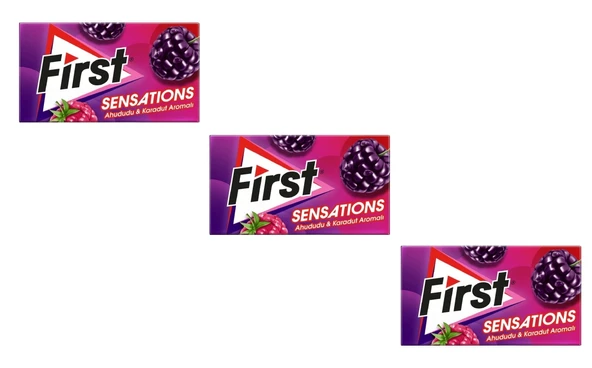 First Sensations Ahududu & Karadut Aromalı Şekersiz Tatlandırıcılı Sakız 3'lü Paket ürün görseli 1