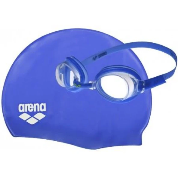 Pool Jr Set Çocuk Yüzücü Bone ve Gözlük Mavi 9242370 ürün görseli 1