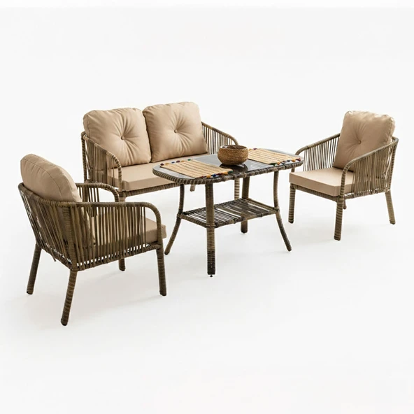 Capri Swing Artemis İkili Rattan Balkon Bahçe Takımı | Açık Kahve ürün görseli 1