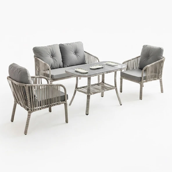 Capri Swing Artemis İkili Rattan Balkon Bahçe Takımı | Beyaz ürün görseli 1