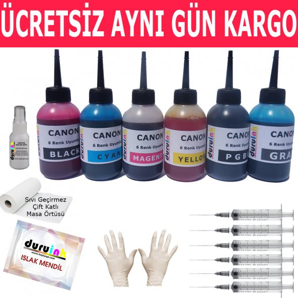 CANON Pixma MG7753 UYUMLU 6X100ML DURUINK MÜREKKEP SETİ 6 RENK ürün görseli 1