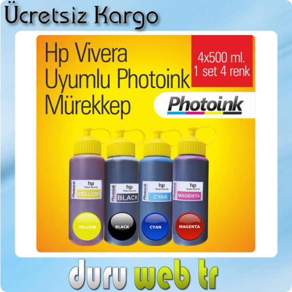 HP 655 / 711 UYUMLU 4X500ML DURUINK VIVERA MÜREKKEP SETİ 4 RENK ürün görseli 1