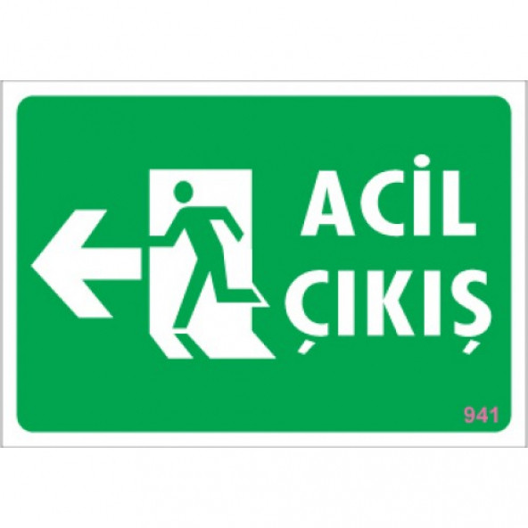 SÖNSAN UYARI LEVHALARI  ACİL ÇIKIŞ SOL  17,5  25 CM PVC ürün görseli 1