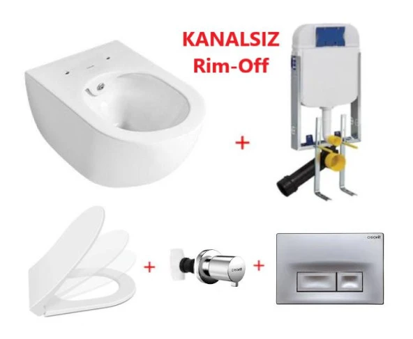 Creavit Free Rim-Off Asma Klozet Beyaz FE322 + Slim İnci Nkp Yavaş Kapaklı ürün görseli 1