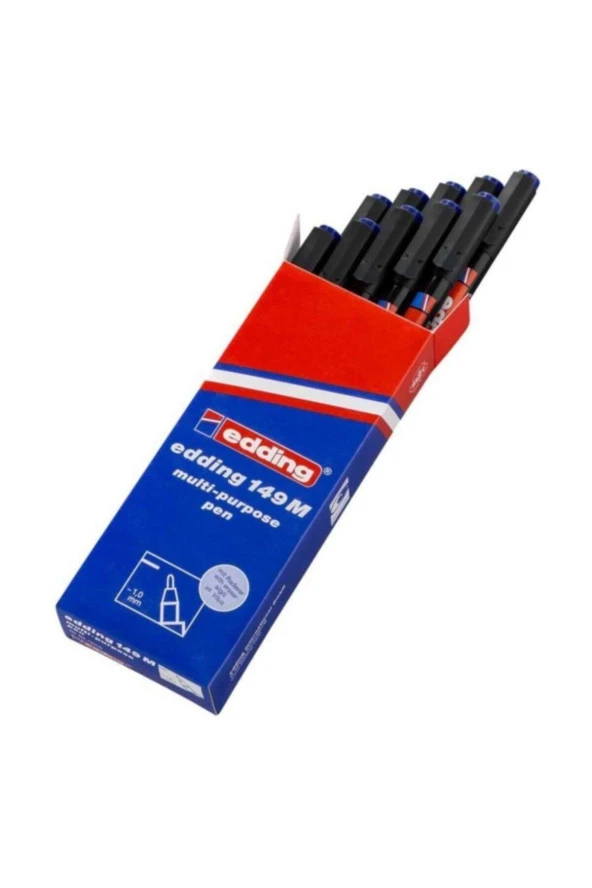 Edding (E-149M) Asetat Kalemi-Silgili Mavi 10 Lu ürün görseli 1