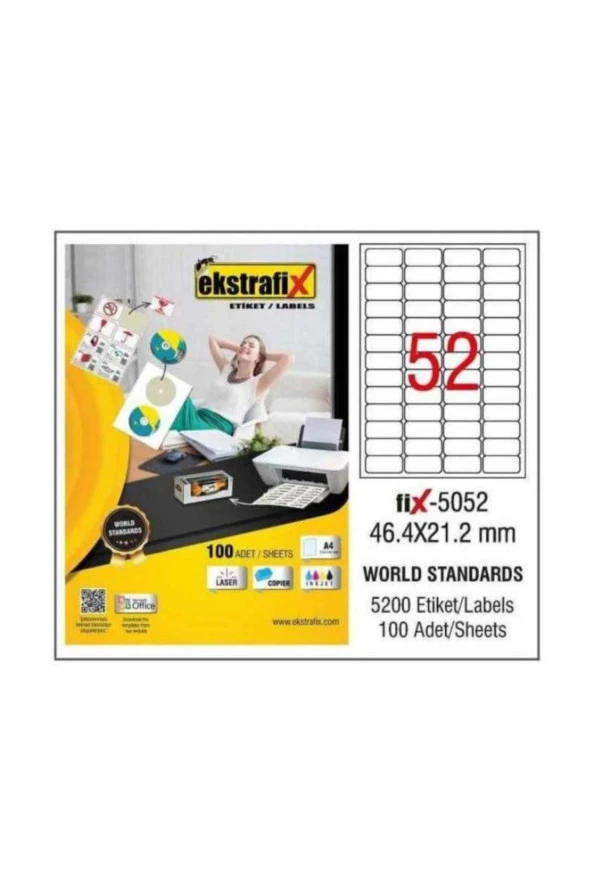 Ekstrafix Lazer Etiket 100 YP 46.4x21.2 Laser-Copy-Inkjet FİX-5052 ürün görseli 1
