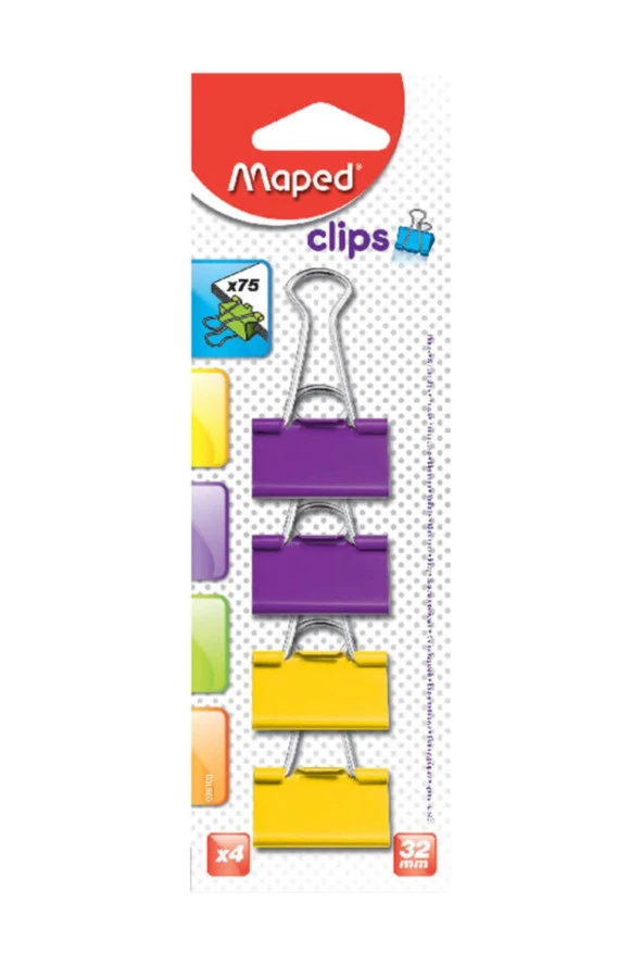 Maped Kıskaç (Klips) Metal 32 MM 4 Lü Renk ürün görseli 1