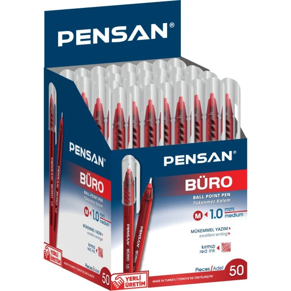 Pensan Tükenmez Kalem Büro 1.0 MM Kırmızı 50 Lİ 2270 ürün görseli 1