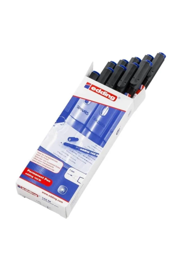 Edding E-142 M Asetat Kalemi Mavi 10 Lu (1 Paket 10 Adet) ürün görseli 1