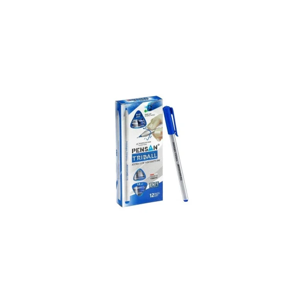 Pensan Tükenmez Kalem Triball 1.0 MM Bilye Uç Mavi 12 Li 1003 ürün görseli 1