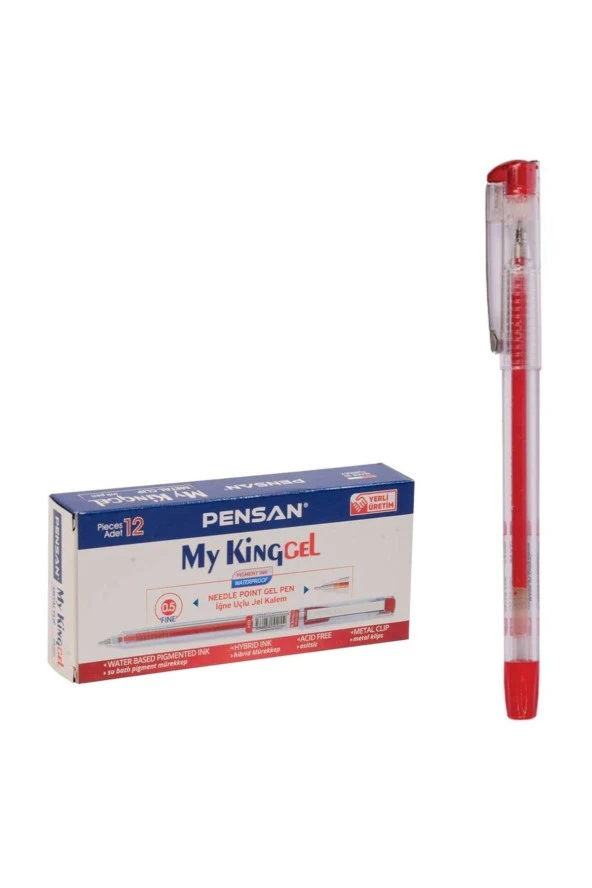 Pensan 6405 My-King Jel Tükenmez Kalem Metal Klips 0.5 Mm Kırmızı (12 Li Kutu) ürün görseli 1
