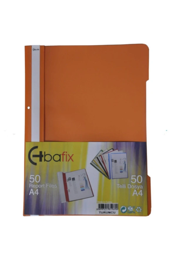 Bafix Telli Dosya Plastik Turuncu A4 (50 Li Paket) ürün görseli 1