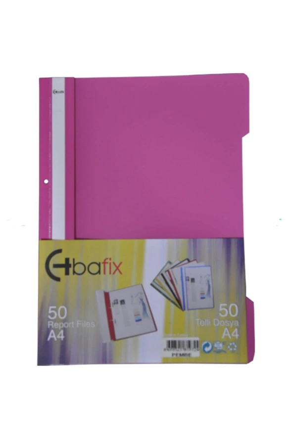Bafix Telli A4 için Plastik Dosya 50'li - Pembe (50 Li Paket) ürün görseli 1
