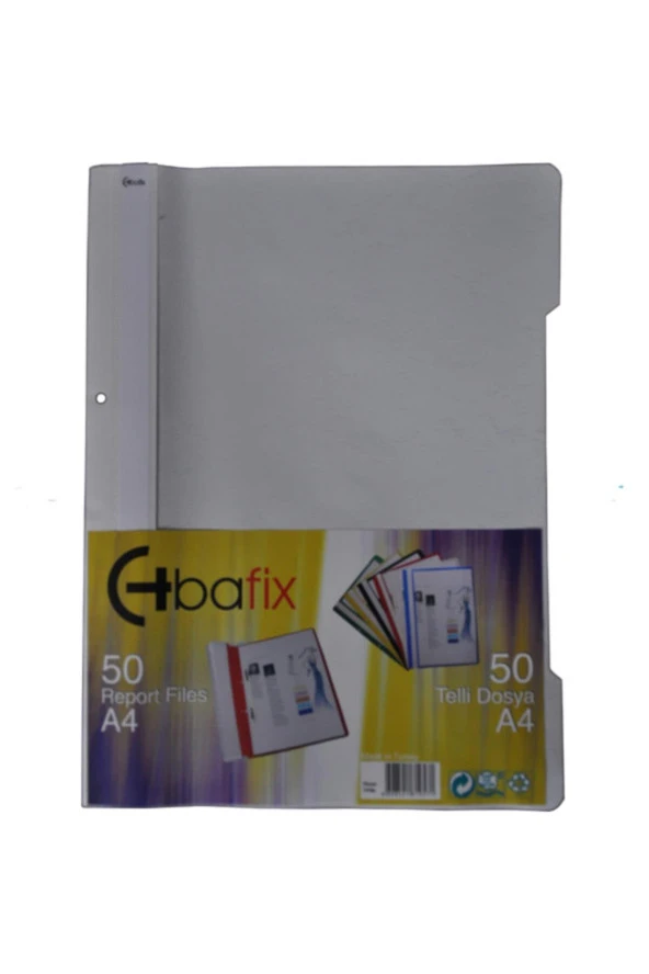 Bafix Telli A4 için Plastik Dosya 50'li - Gri (50 Li Paket) ürün görseli 1