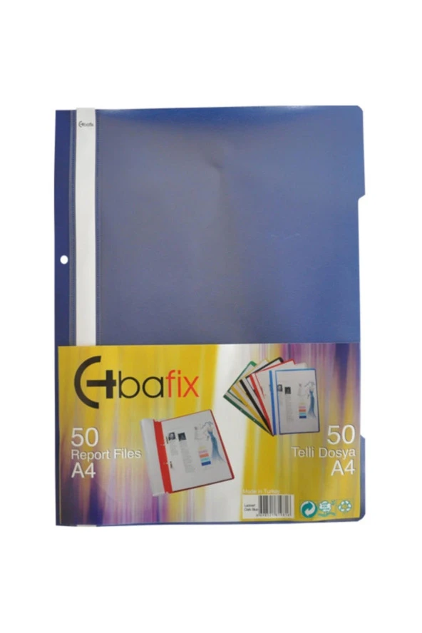 Bafix Telli A4 için Plastik Dosya 50'li - Lacivert (50 Li Paket) ürün görseli 1