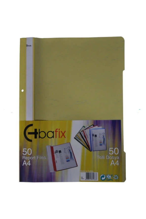 Bafix Telli A4 için Plastik Dosya 50'li - Sarı (50 Li Paket) ürün görseli 1