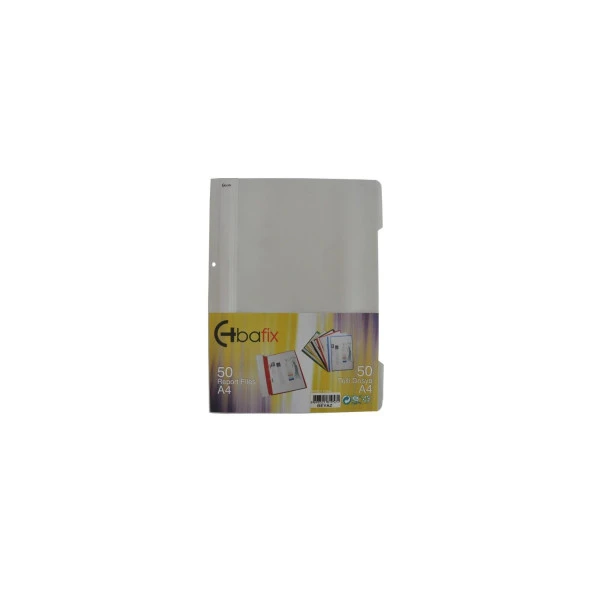 Bafix Telli A4 için Plastik Dosya Beyaz (50 Li Paket) ürün görseli 1