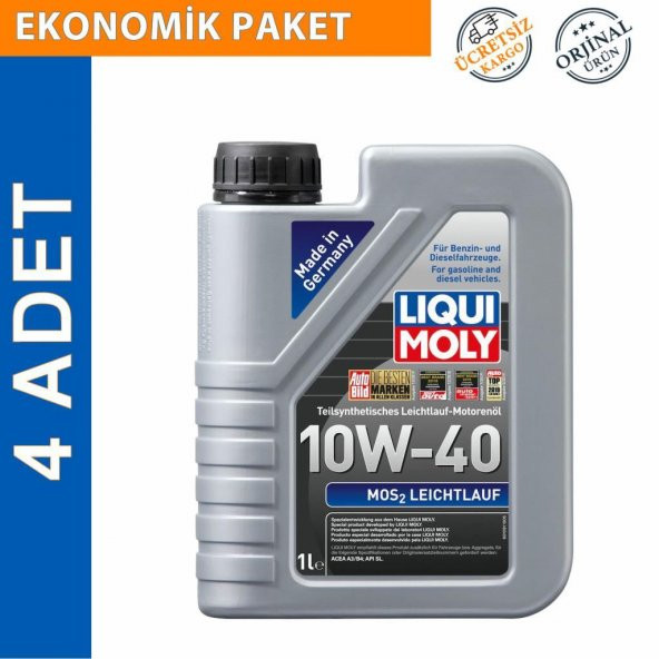 Liqui Moly Mos2 Leichtlauf 10W-40 Motor Yağı 1 Lt (4 Adet) (2626) ürün görseli 1