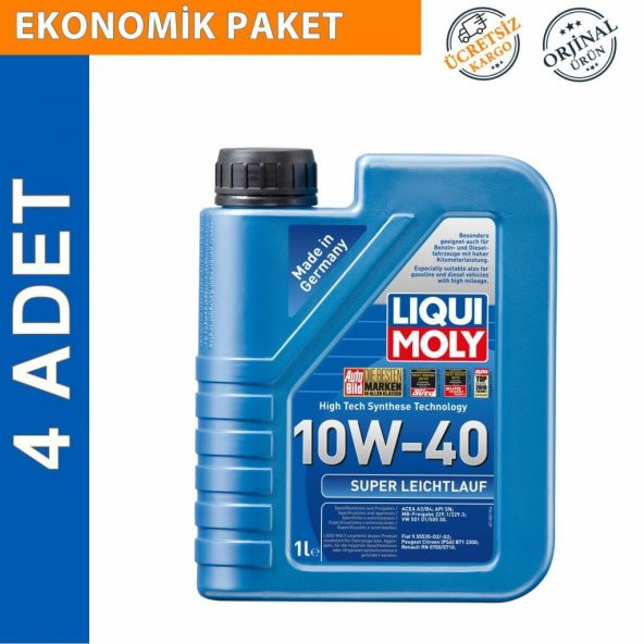 Liqui Moly Super Leichtlauf 10W-40 Motor Yağı 1 Lt (4 Adet) (9503) ürün görseli 1