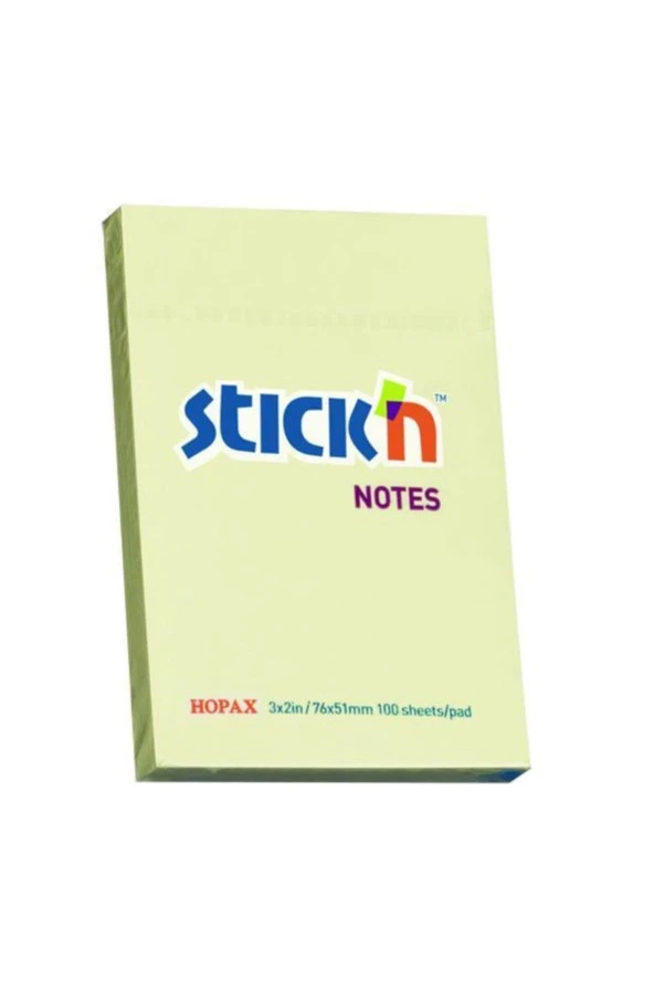 Hopax Stickn 76x51mm Yapışkanlı Not Kağıdı Pastel Sarı 100 Yaprak ürün görseli 1