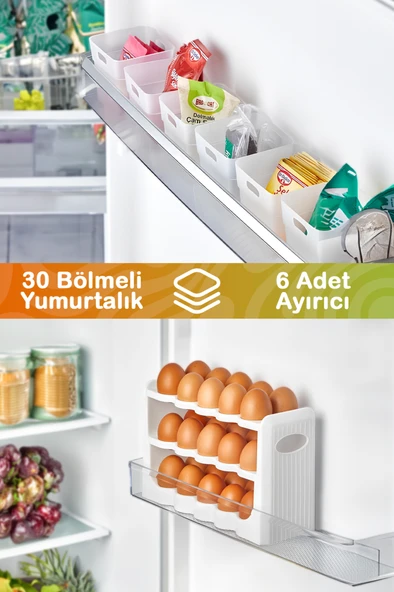 Mithra Life 6 Parça Buzdolabı İçi Düzenleyici ve 30 Bölmeli Yumurtalık MIT1105 ürün görseli 1