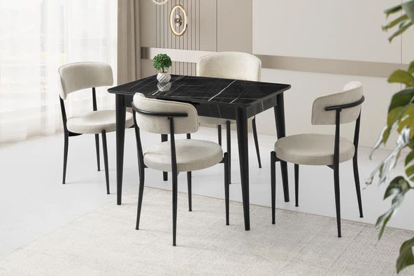 Açılır 60x100 Cm Mini Silva Sonata Masa  4 Adet Gözde Sandalye Takım ürün görseli 1