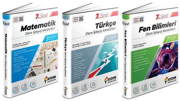 Aydın 2024 7. Sınıf Matematik + Türkçe + Fen Bilimleri Ders İşleyiş Modülleri Seti 3 Kitap ürün görseli 1
