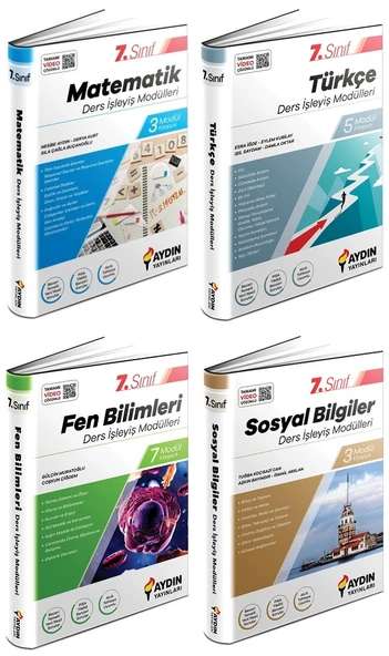 Aydın 2024 7. Sınıf Matematik + Türkçe + Fen + Sosyal Ders İşleyiş Modülleri Seti 4 Kitap ürün görseli 1