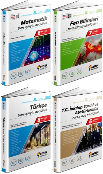 Aydın 2024 8. Sınıf Matematik + Türkçe + Fen + İnkılap Ders İşleyiş Modülleri Seti 4 Kitap ürün görseli 1