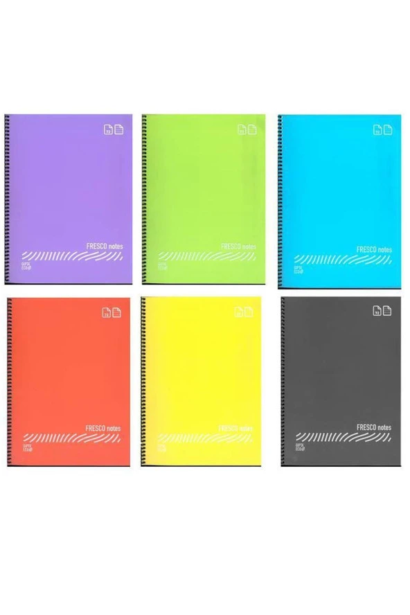 Gıpta Fresco Spiralli Düz Plastik Defter A4 96 Yaprak Kareli 4936 (12'Li Paket) ürün görseli 1