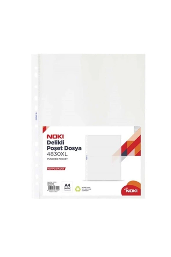 Noki Poşet Dosya XL 100 LÜ A4 40 MIC Şeffaf 4830XL ürün görseli 1