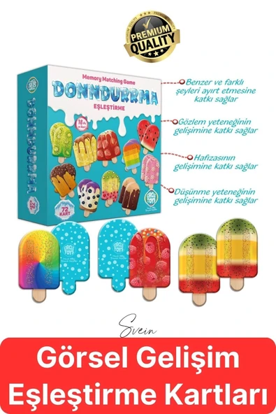 Dondurma Eşleştirme Beceri Zeka Geliştirme El Göz Algı Koordinasyon Okul Öncesi Kutulu Oyunu Puzzle ürün görseli 1