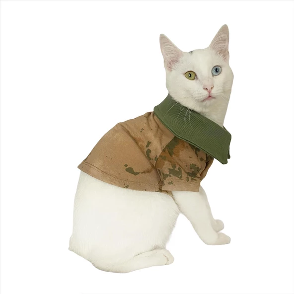 Komando Polo Yaka Tişört Kedi Kıyafeti  Kedi Elbisesi ürün görseli 1