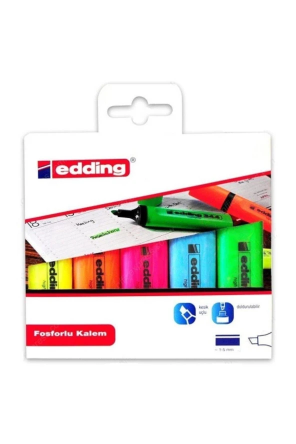 Edding Fosforlu Kalem Karışık Renk 5 Lİ 344 (40 Paket) ürün görseli 1