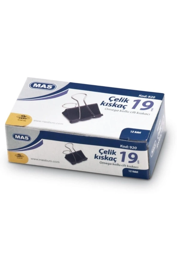 Mas Omega 19 Mm. Double Klips Çelik Kıskaç (12 Adet) ürün görseli 1