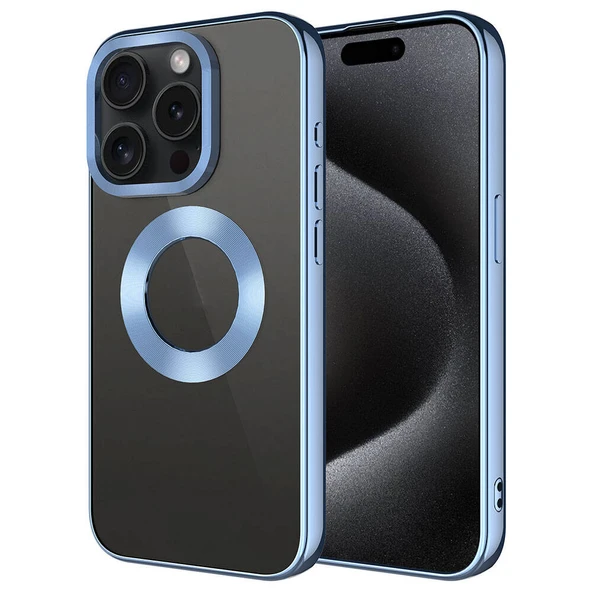 Zore Apple ile uyumlu iPhone 15 Pro Kılıf Tek Kamera Çerçeveli Logo Gösteren Omega Kapak ürün görseli 1