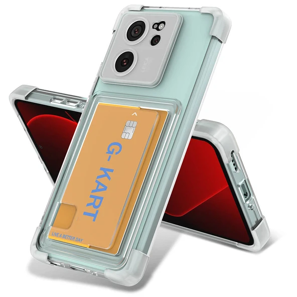 Zore Xiaomi ile uyumlu Mi 13T Pro Kılıf Airbag Tasarımlı Şeffaf Kartlıklı G-Kart Kapak ürün görseli 1