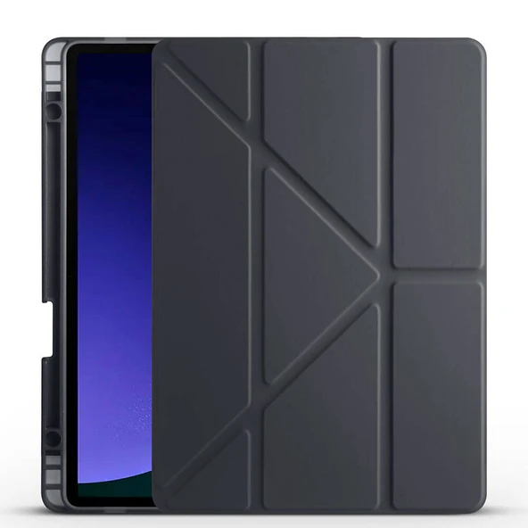 Zore Galaxy ile uyumlu Tab S9 FE Kılıf Tri Folding Kalem Bölmeli Standlı Kılıf ürün görseli 1