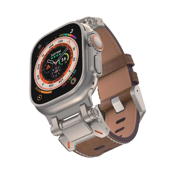 Zore Apple ile uyumlu Watch 42mm KRD-114 Metal Başlıklı Suni Deri Kordon ürün görseli 1