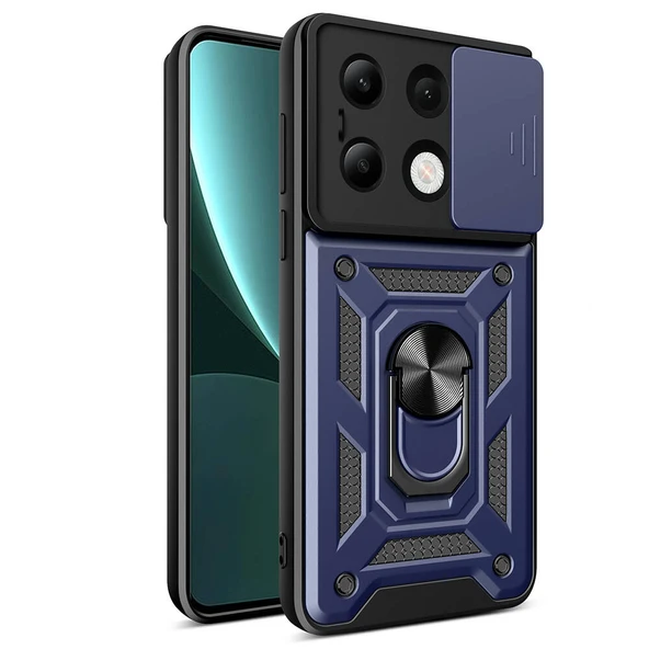 Zore Xiaomi ile uyumlu Redmi Note 13 4G Kılıf Magnetik Standlı Kamera Korumalı Sürgülü Vega Kapak ürün görseli 1