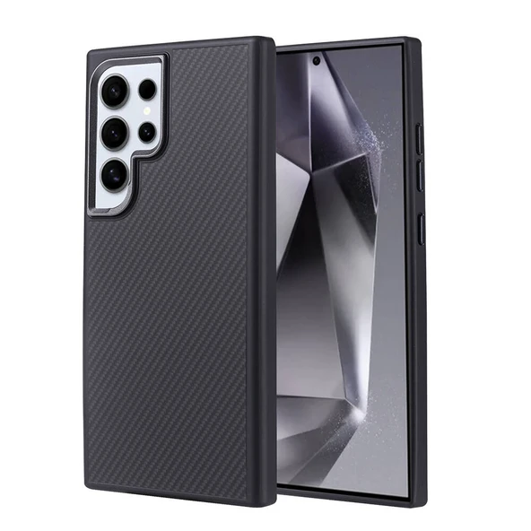 Zore Galaxy ile uyumlu S24 Ultra Kılıf M-safe Şarj Özellikli Karbon Fiber Görünümlü Troy Kapak ürün görseli 1
