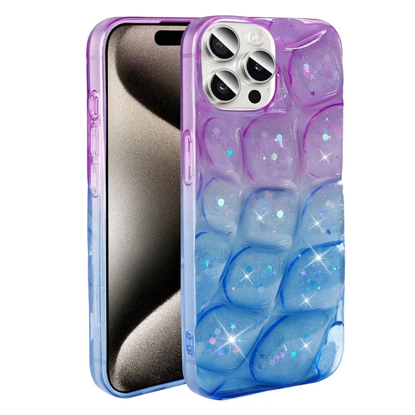 Zore Apple ile uyumlu iPhone 15 Pro Kılıf Simli 3D Desenli Hacar Kapak ürün görseli 1
