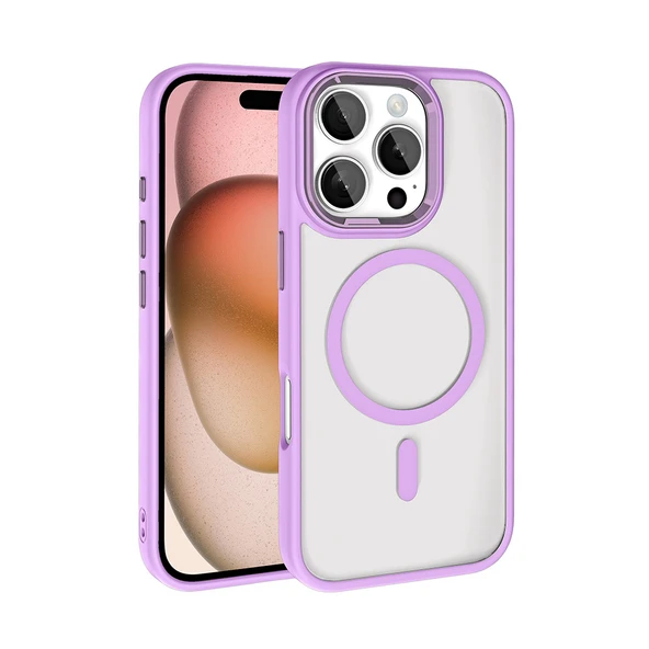 Zore Apple ile uyumlu iPhone 16 Pro Kılıf Wireless Şarj Özellikli Krom M-safe Silikon Kapak ürün görseli 1