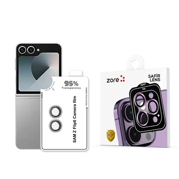 Zore Galaxy ile uyumlu Z Flip 6 CL-11 Safir Parmak İzi Bırakmayan Anti-Reflective Kamera Lens Koruyucu ürün görseli 1