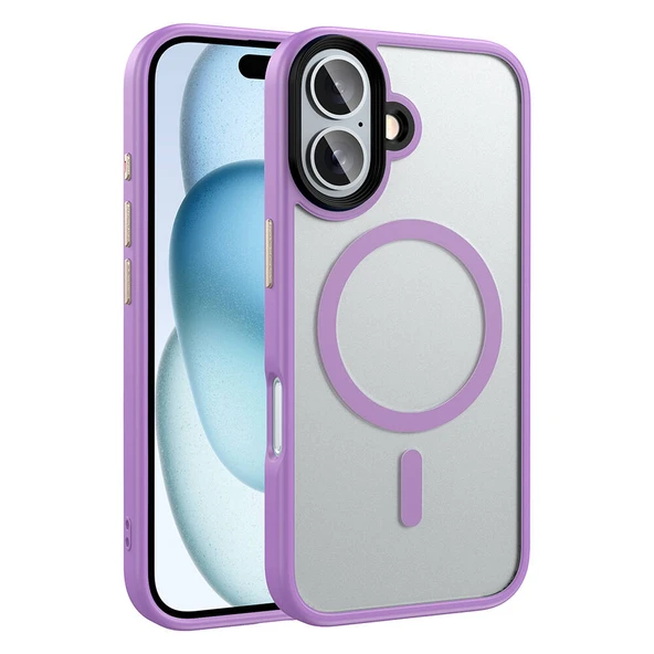 Zore Apple ile uyumlu iPhone 16 Kılıf Mat Arka Yüzey Wireless Şarj Özellikli Flet M-safe Kapak ürün görseli 1