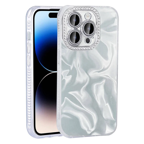 Zore Apple ile uyumlu iPhone 14 Pro Max Kılıf Airbagli Parlak Taş Detay Tasarımlı Esila Kapak ürün görseli 1