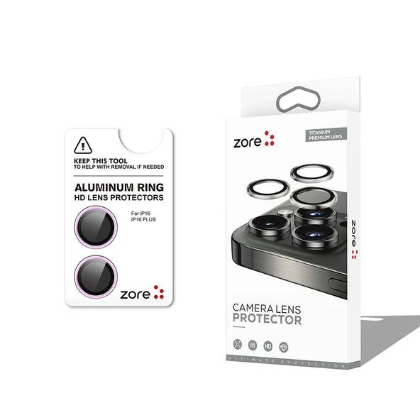 Zore Apple ile uyumlu iPhone 16 Plus CL-12 Premium Safir Parmak İzi Bırakmayan Anti-Reflective Kamera Lens Koruyucu ürün görseli 1