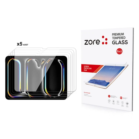 Zore Apple ile uyumlu iPad 11 Pro 2024 5in1 Tablet Temperli Cam Ekran Koruyucu ürün görseli 1