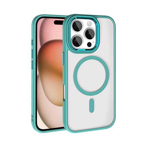 Zore Apple ile uyumlu iPhone 16 Pro Max Kılıf Wireless Şarj Özellikli Krom M-safe Silikon Kapak ürün görseli 1