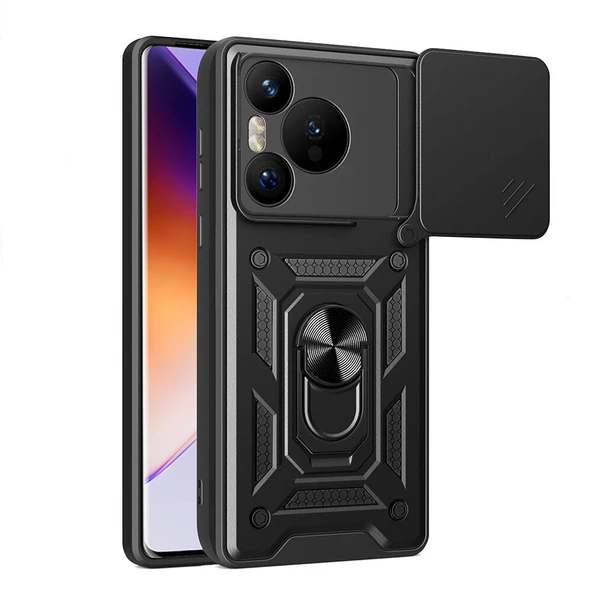 Zore Huawei ile uyumlu Pura 70 5G Kılıf Magnetik Standlı Kamera Korumalı Sürgülü Vega Kapak ürün görseli 1